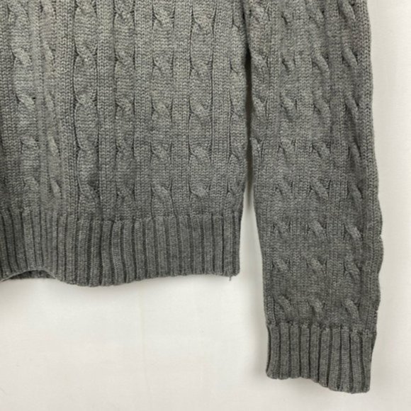 Ralph Lauren Cable Knit Sweater Gray & Purple Classic Preppy Cotton Large - Picture 9 of 13